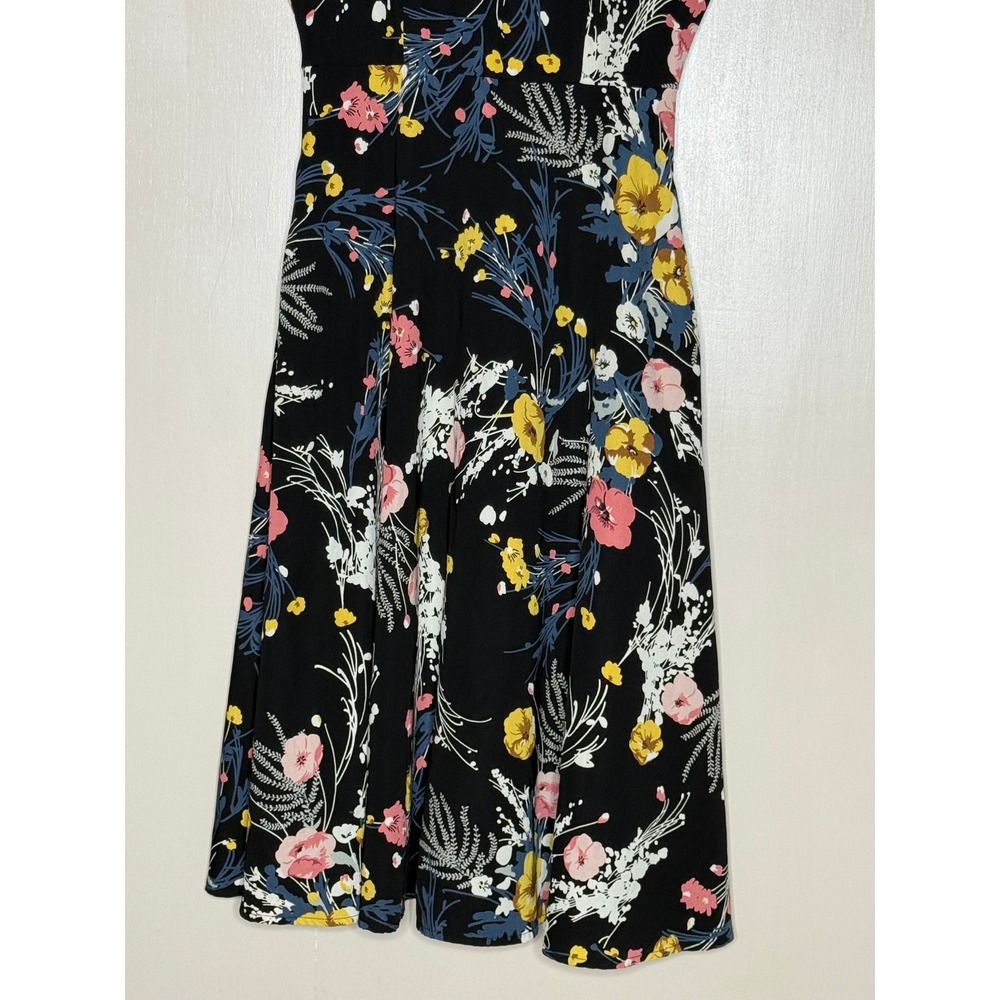Lulus Black Floral Fit & Flare Dress Short Sleeve Romantic XS - Picture 4 of 10